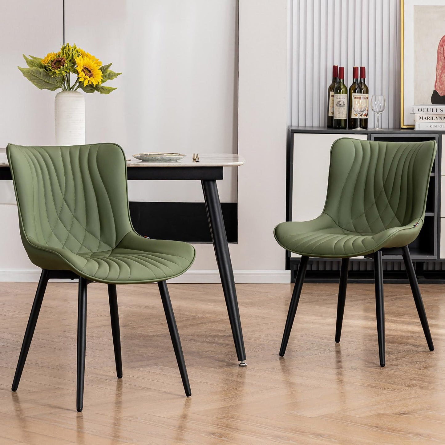 Kidol&Shellder Dining Chairs Set of 2, Modern Dining Room Chair, Green
