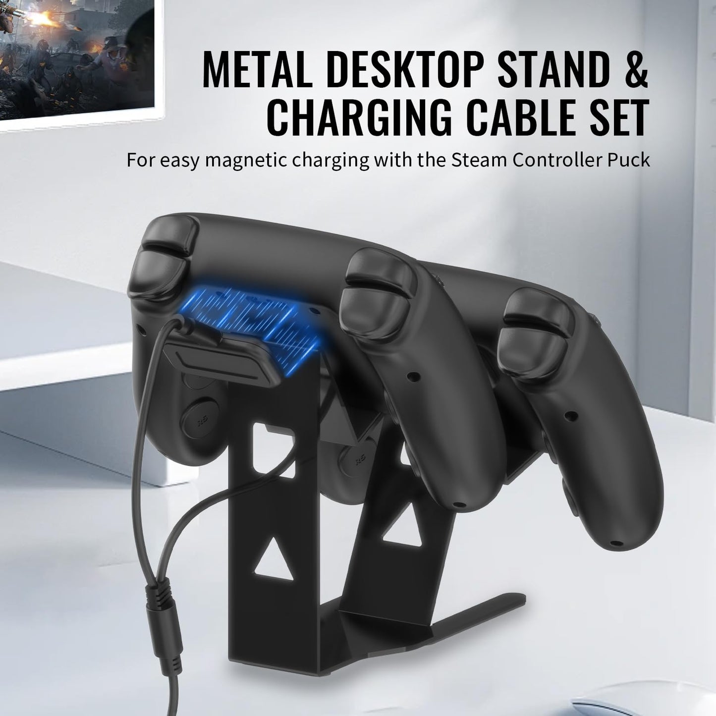 JOYTORN Steam Controller Compatible Controller Stand, Double-Tier Controller Display Stand, Metal Desktop Organiser
