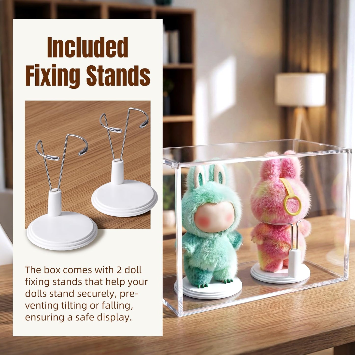 Mcbazel Premium Thick Acrylic Display Case Compatible with Labubu Doll, 92% UV Protection & Dustproof, Magnetic Display Box for POP MART Labubu