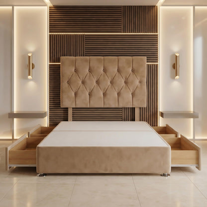 Bed Centre Ziggy Plush Single Divan Base 30" Headboard, Beige, 0 Draw