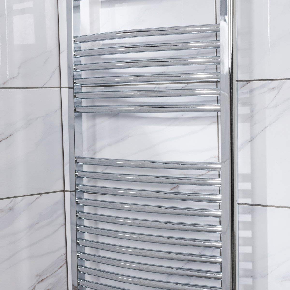 Warmehaus Curved Heated Bathroom Towel Rail Radiator 1200x600 Chrome