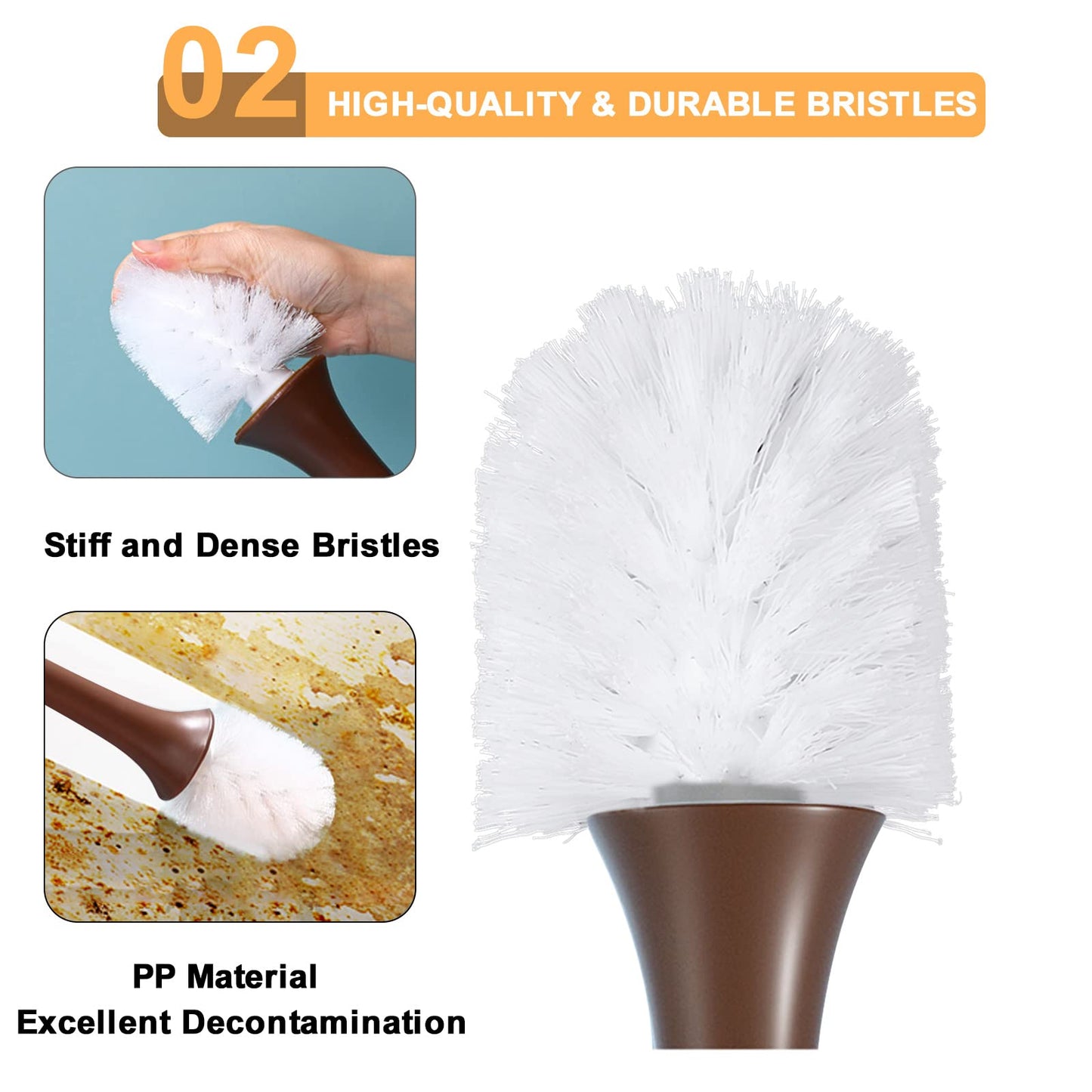 XXFLOWER Toilet Brush Giraffe Shape,Cute Shape Look, PP Bristles Round Brush, Compact Size Toilet Brushes Floor Standing, 1-Pack
