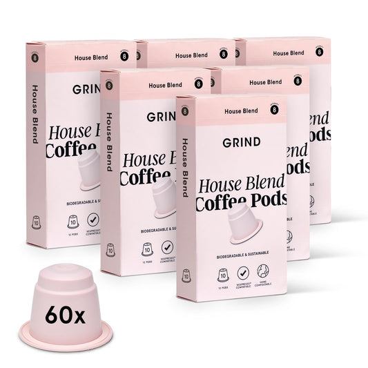Grind House Blend Coffee Pods ? Pack of 60 Biodegradable Capsules ? 100% Arabica ? Nespresso? Original Compatible ? Home Compostable ? Barista Quality