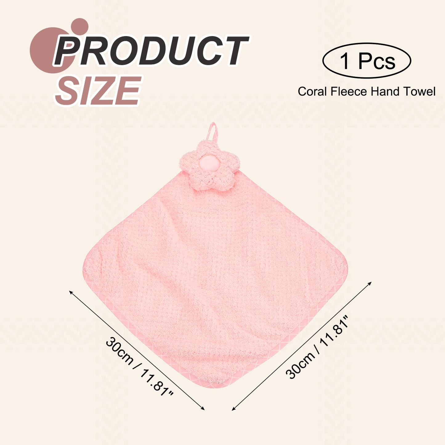 sourcing map Hand Towel, Soft Coral Fleece Hand Towels with Hanging Loop Decorative Flower Pattern Quick-Drying and Washable for Home Bathroom