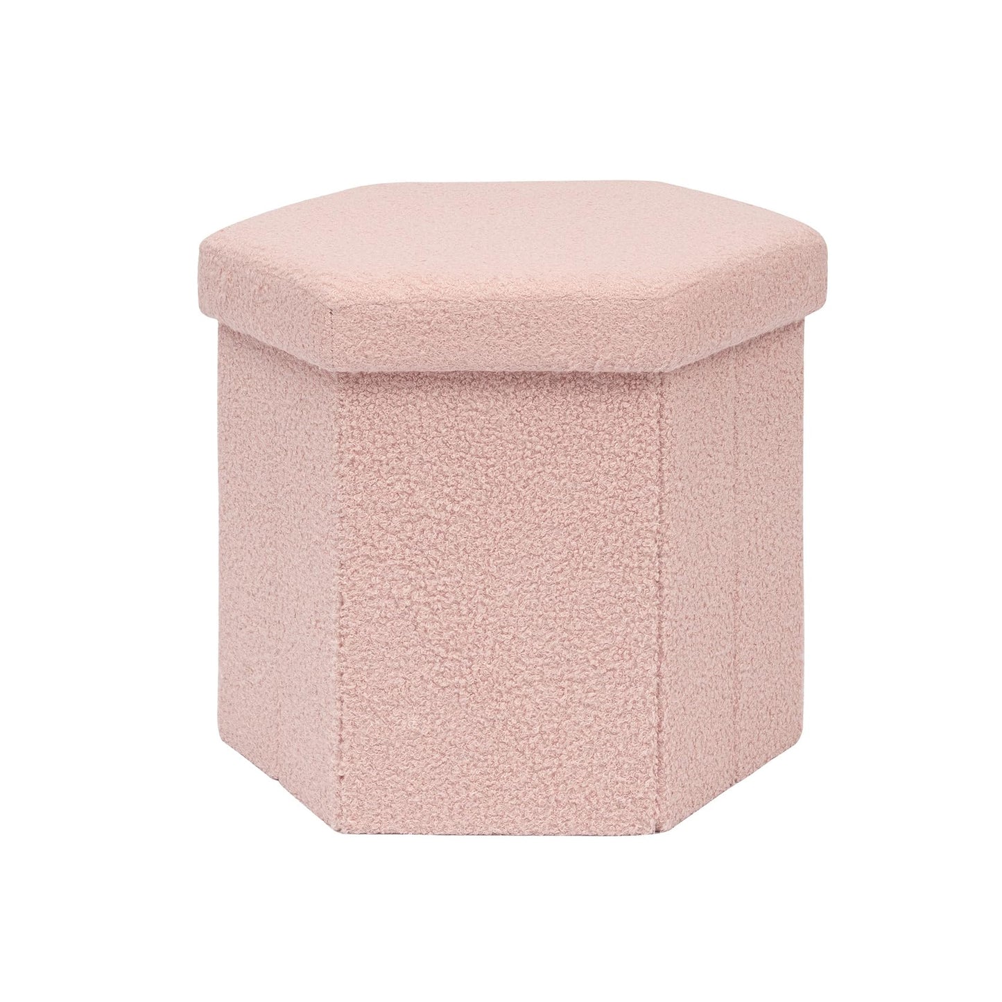 Bonlife Folding Storage Ottoman Hexagonal, Footrest with Toy Ches Box, 43cm