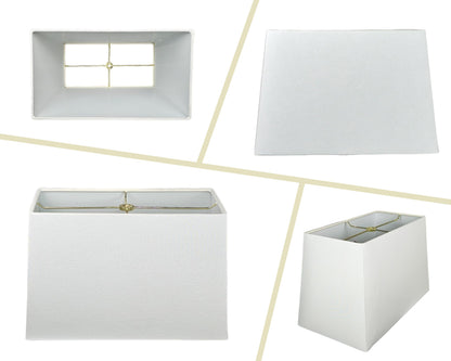 Royal Designs Rectangle Hard Back Lamp Shade, Linen White, (8"x 16) x (10"X 18) x 12