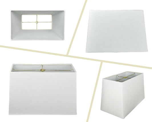 Royal Designs Rectangle Hard Back Lamp Shade, Linen White, (8"x 16) x (10"X 18) x 12
