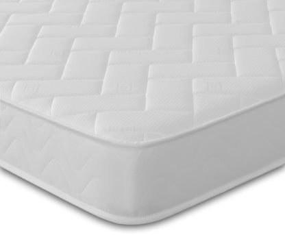 Starlight Beds Quilted Brick Sprung Hybrid Single Mattress with Memory Foam Layer. Soft Firmness, White, 18cm Deep. 3ft Mattress (90cm x 190cm)