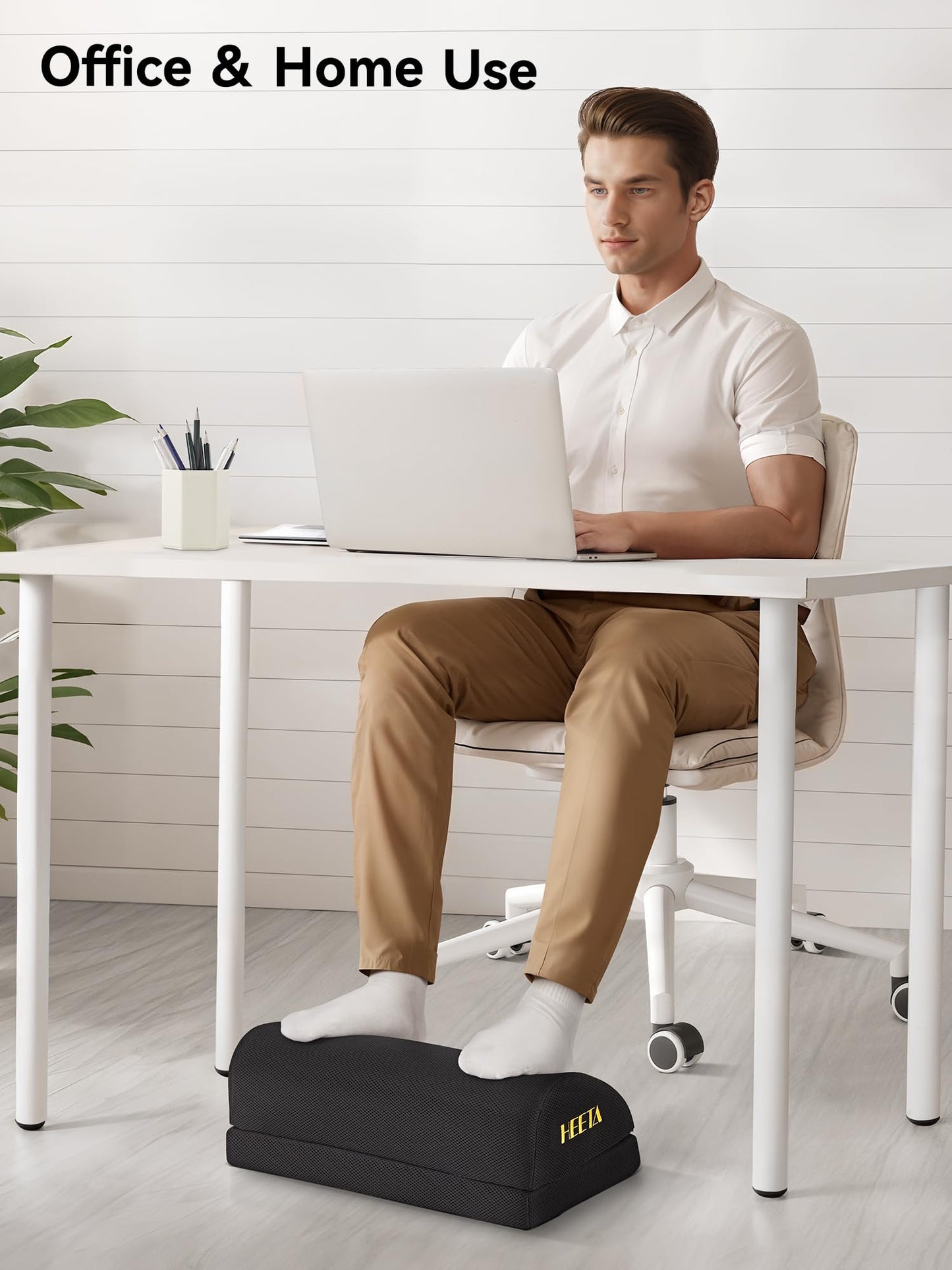 HEETA Foot Rest Under Desk, Ergonomic Footrest Adjustable 2 Optional Height Desk Foot Rest Foam Non-Slip Foot Stool for Home, Office & Gaming (Black)