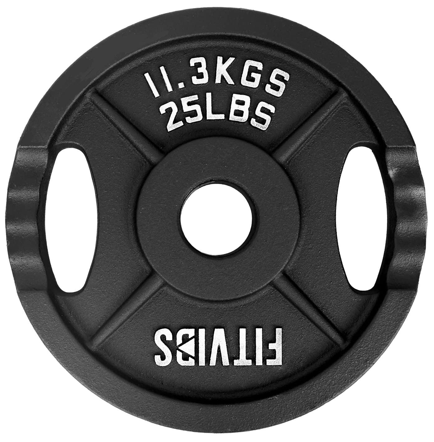 Signature Fitness Olympic 2-Inch Cast Iron Plate Weight Plate for Strength Training and Weightlifting, Two Hole Style, 25LB Pair