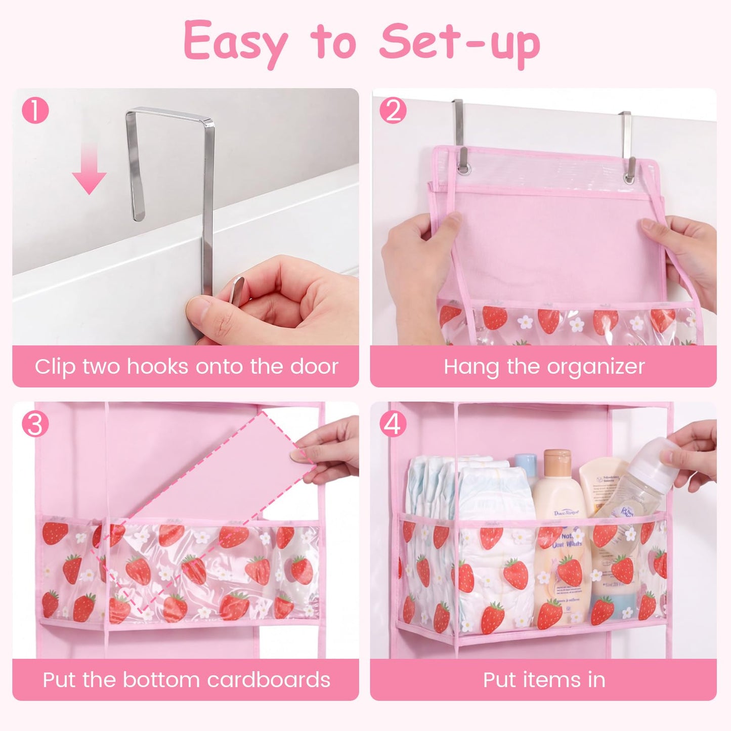 Over Door Storage Organiser,4 Compartment Foldable Hanging Storage