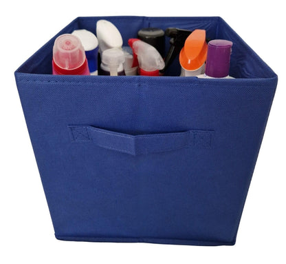 Aryllis Folding Storage Boxes, Navy, Pack of 4, Collapsible Fabric Storage Cubes - 27cm x 27cm