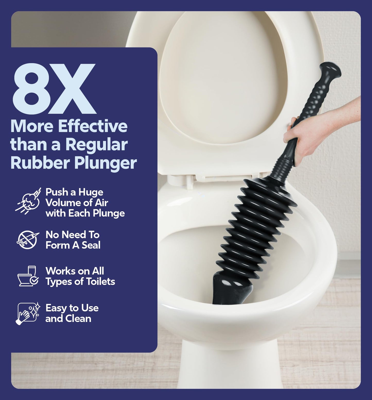 Luigi's World's Best Plunger - Unclogger Tools for Unblocking Toilet - Heavy Duty Plungers with Unique Unblocker Design