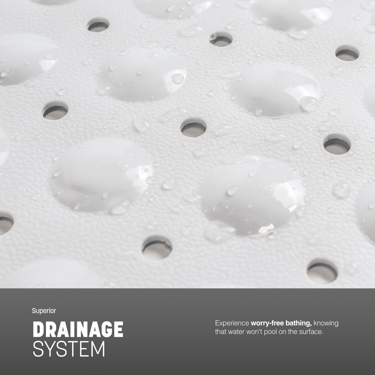 KEPLIN Premium Non-Slip Shower Mat - 164 Suction Cups, BPA & Latex Free, Mildew Resistant, Machine Washable - Safe