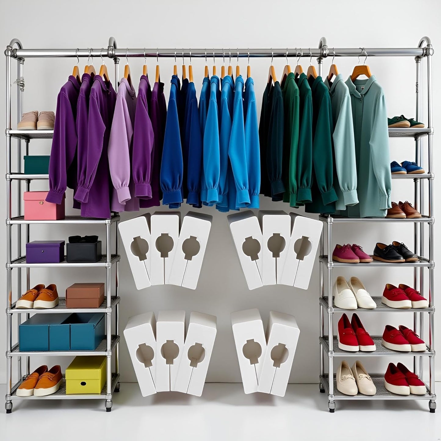 Wwyan 10Pcs White Clothing Rack Size Dividers Closet Dividers Rectangular Clothing Hangers Dividers with Clothing and Closet Storage，for Hanging