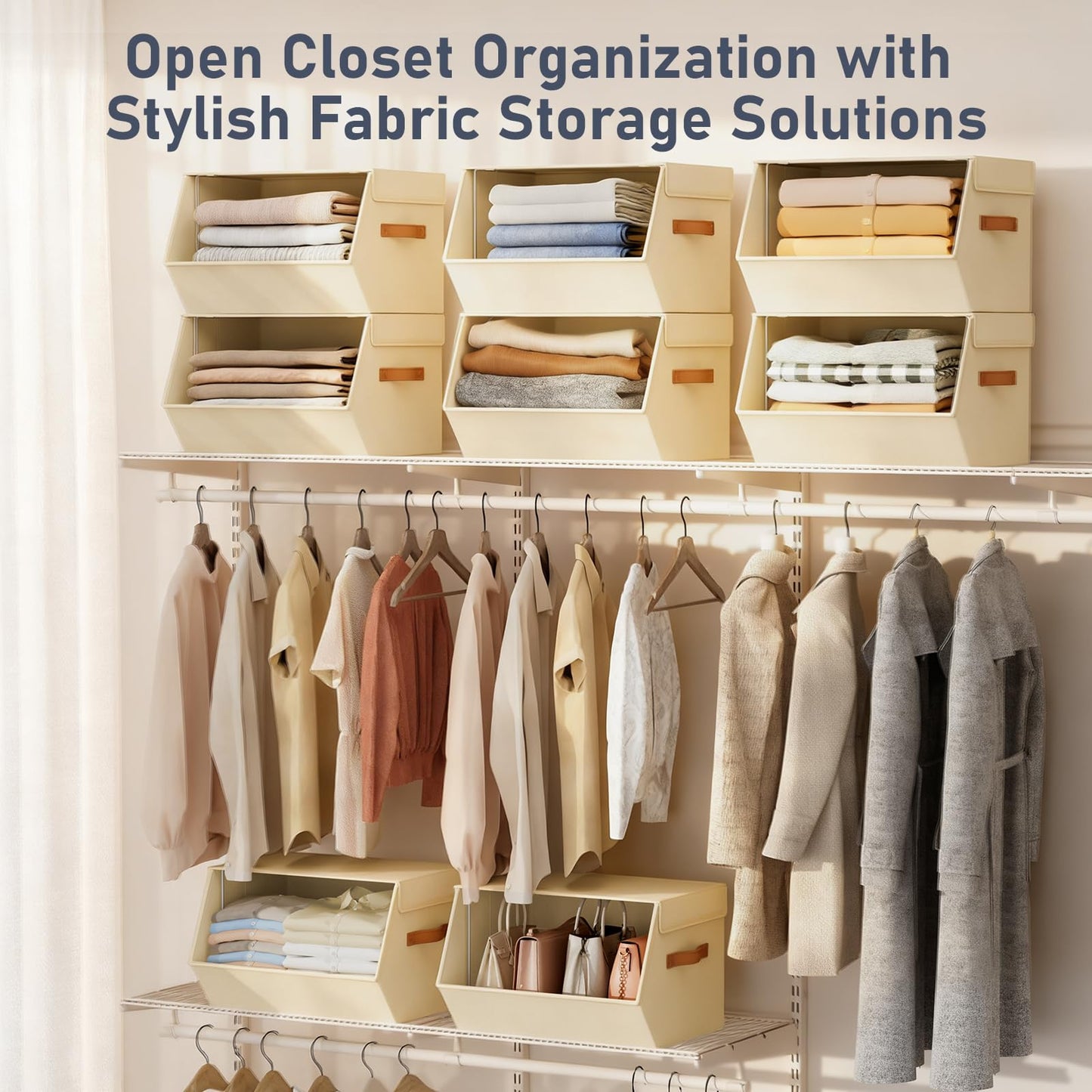 DIMJ Stackable Wardrobe Storage Organiser - Open Front Shelf Trapezoid Box
