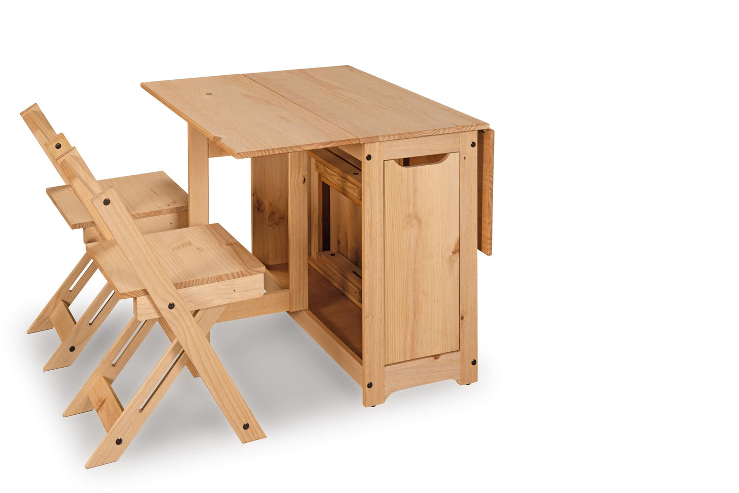 Mews Corona Butterfly Santos Dining Set 4 Seat Folding Drop Leaf Table with Chairs Solid Mexican Pine