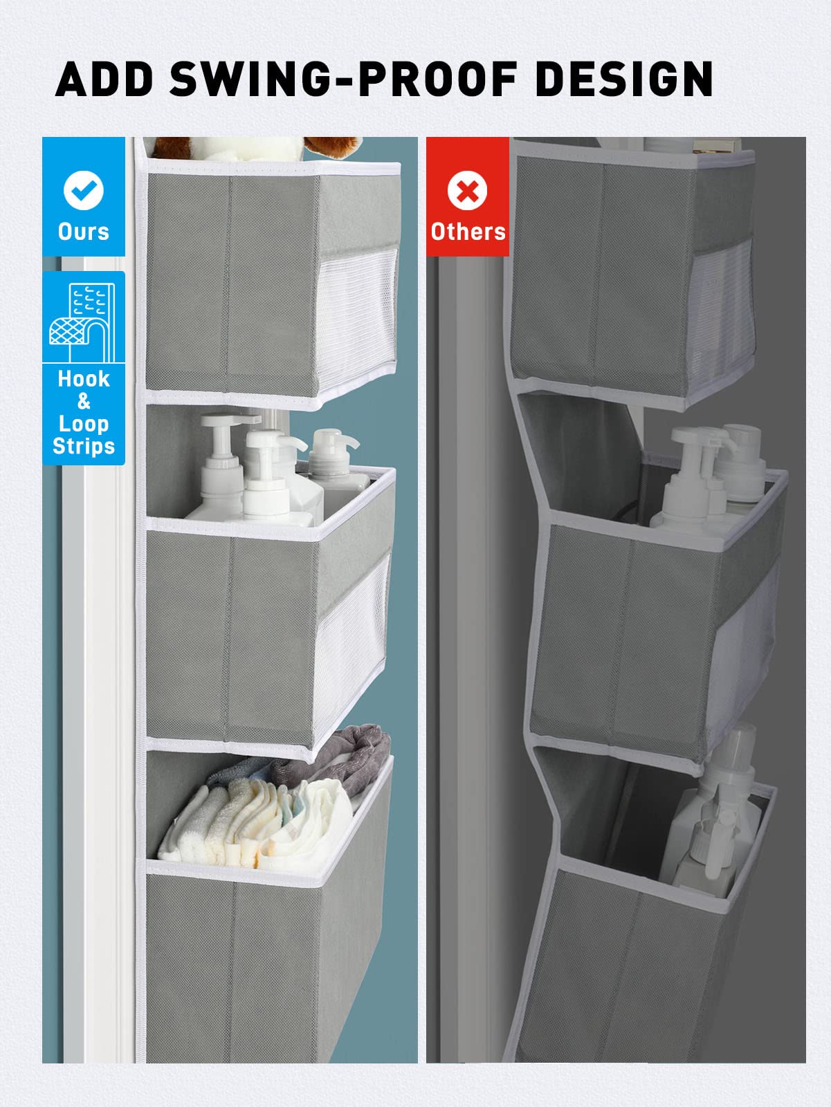 Yecaye Over the Door Organiser, 6-Tier, Grey, 1 Pack