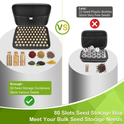 ?80 Slots?Seed Storage Box, Sturdy Seed Storage with Labels Stickers and Glass Seed Storage Container, Seed Organiser, Seed Storage Box Organiser for