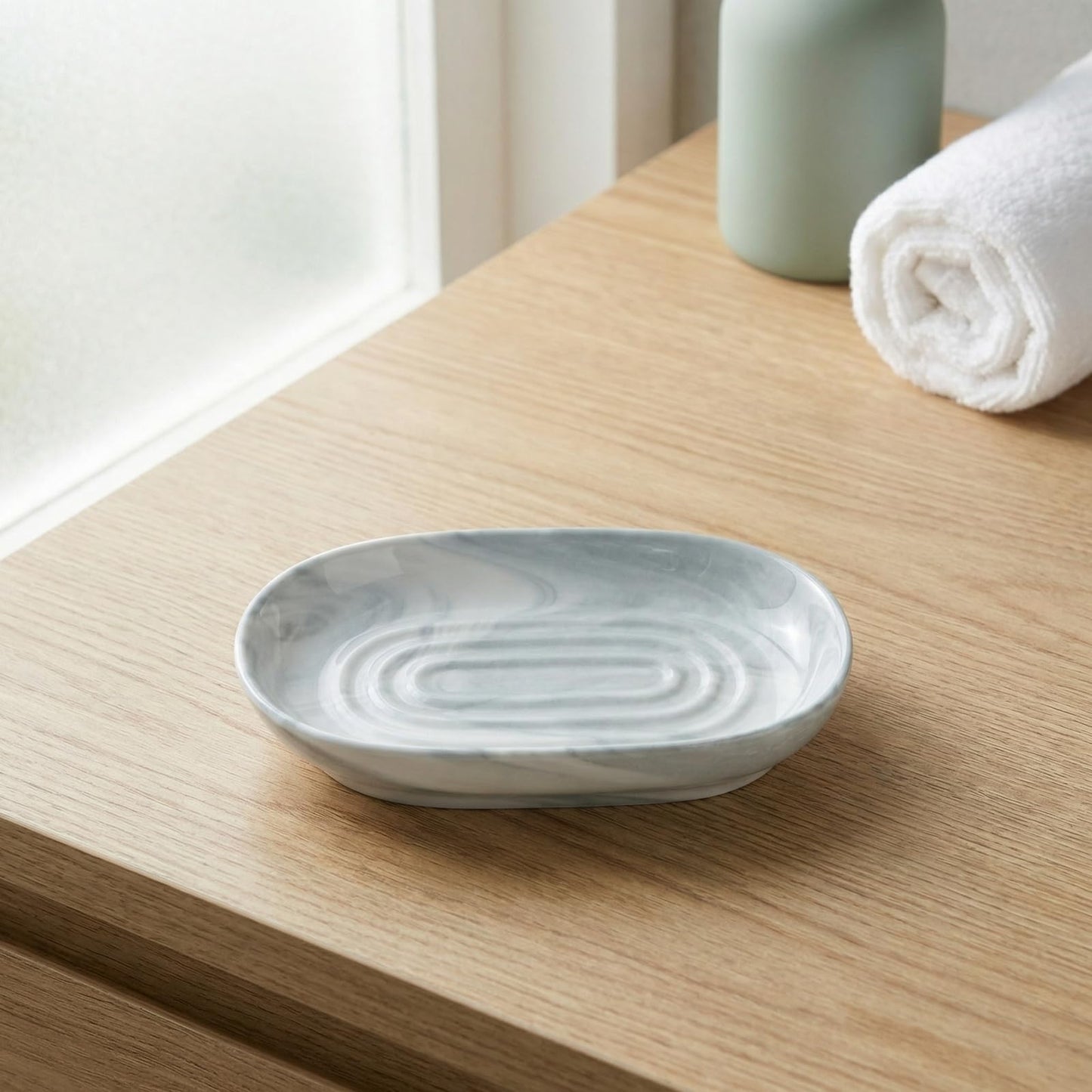 Merzio Ceramic Soap Dish, Anti-Slip Soap Holder for Bathroom Shower, Keeps Soap Dry & Easy to Clean, Elegant Soap Tray