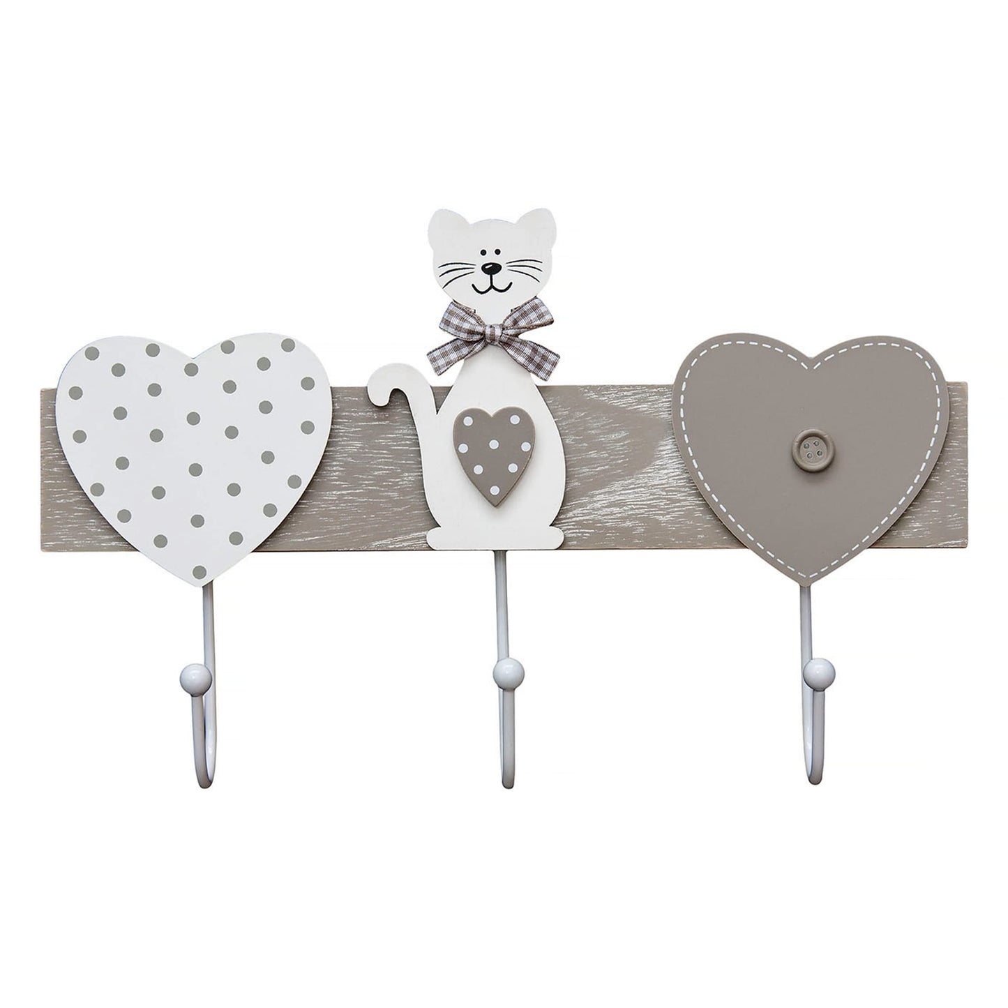 SPOTTED DOG GIFT COMPANY Coat Hooks Wall Mounted Coat Rack, Decorative Wooden 3 Hook Wall Hanger for Clothes Keys