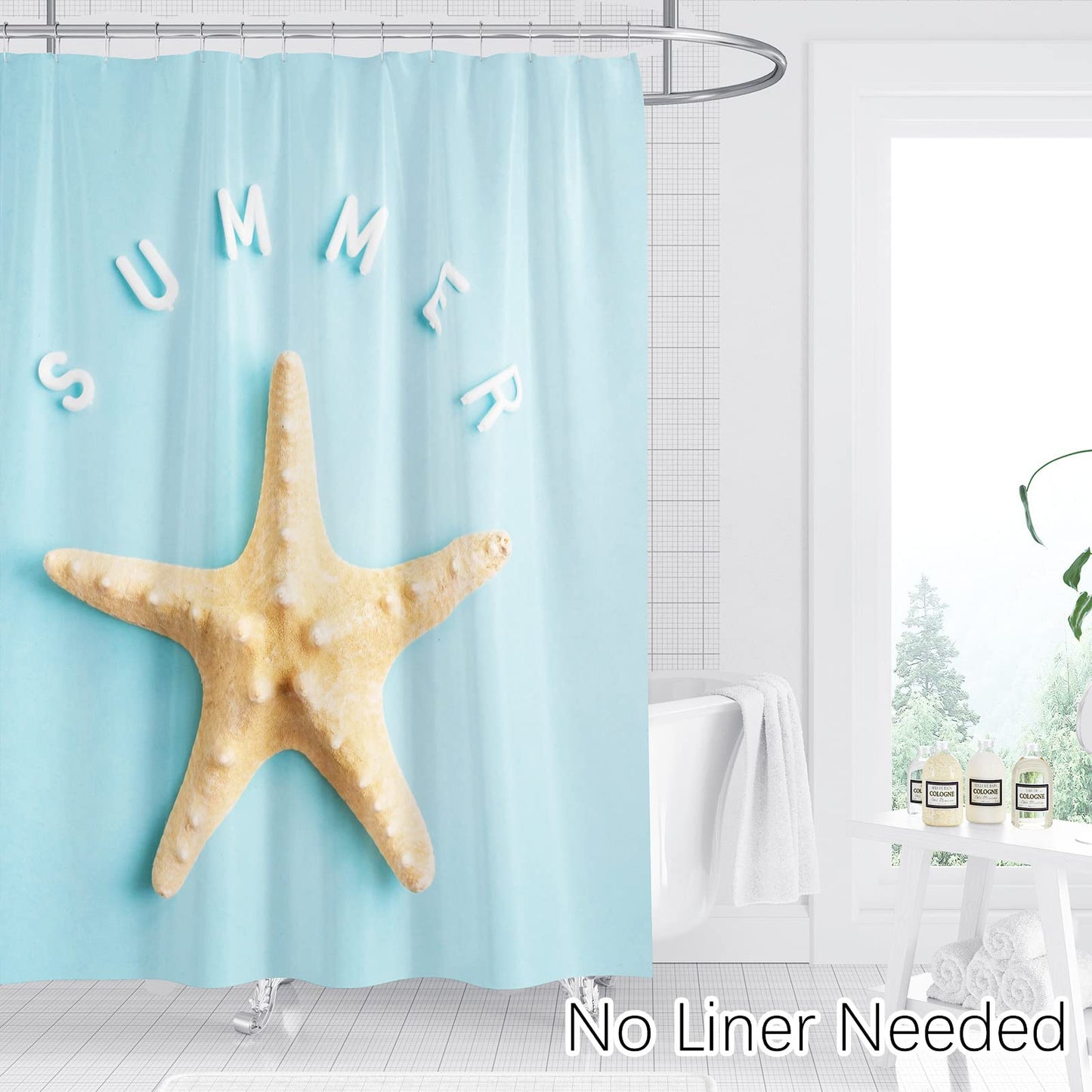 Berkin Arts Bathroom Shower Curtain Set 70x70 Inch Waterproof Polyester with Hooks Photorealism Starfish