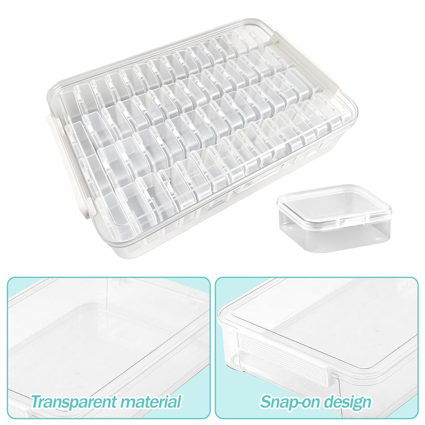 DYHNQE 60 PCS Diamond Art Storage Containers, Bead Storage Box Clear Craft Organiser Plastic Organiser Box for Beads Jewellery Making Diy Tools Small