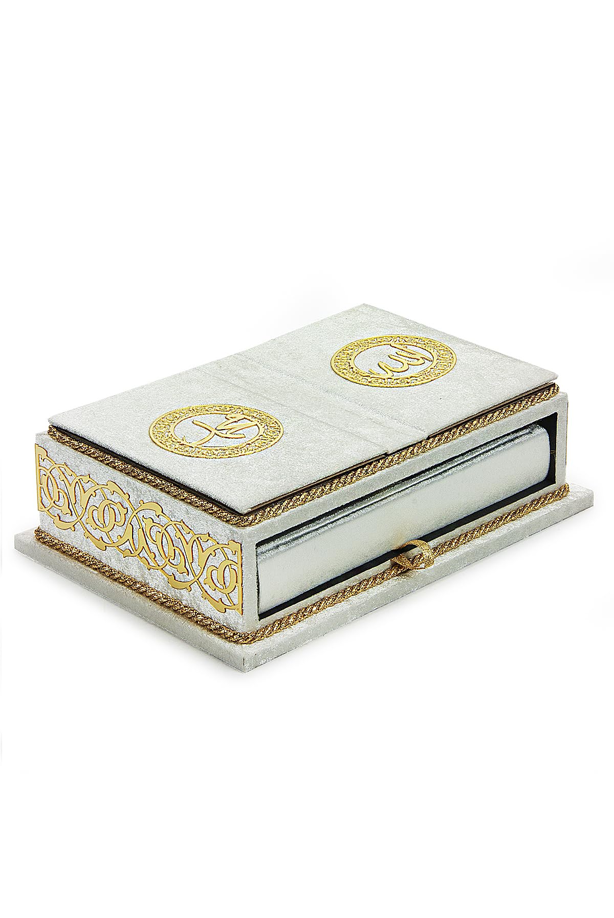 ihvan online, The Holy Arabic Quran Gift Set, Book Stand Holder, Desktop Quran Holder, Rehal, Velvet Covered Chest Rihal