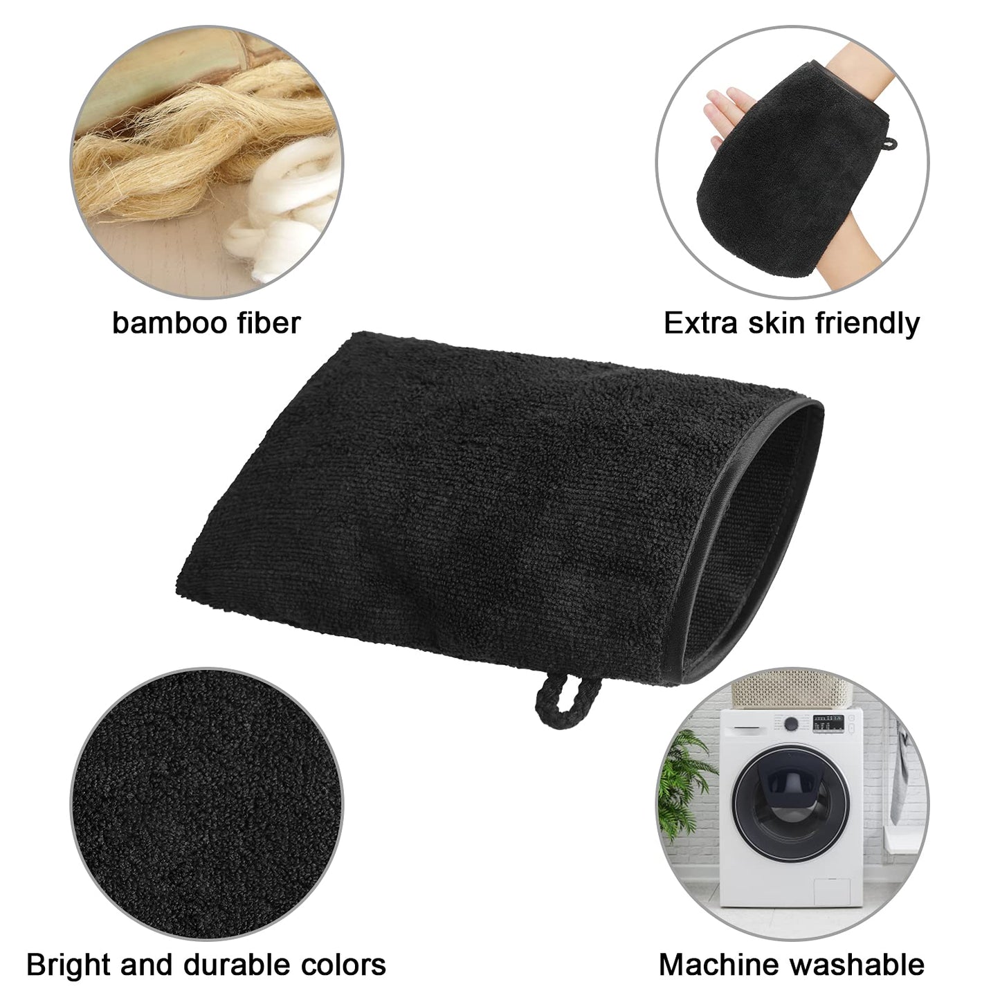 PHOGARY Pack of 10 Microfibre Body Wash Mitts Set, Flannels Soft Face Mitts, Bath SPA Cloth, Reusable Makeup Remover Mitt Gloves, 15x21 cm