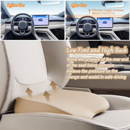 Rngwxoe 2 in 1 Wedge Car Cushions or Lumbar Support for Driving - 3.5 Inches Soft Memory Foam Driver Seat Cushion for Car Truck