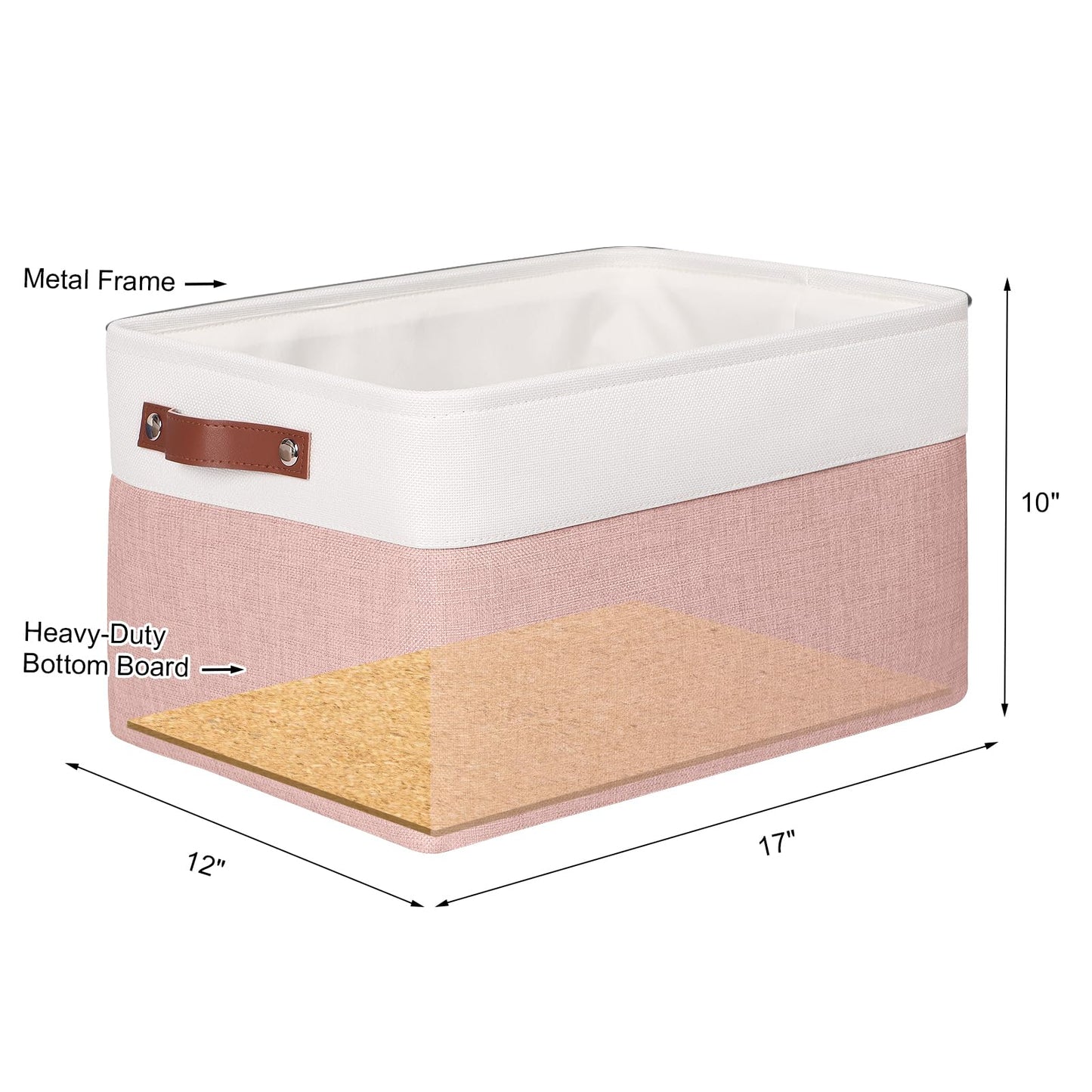 Syeeiex Large Storage Baskets for Shelves with Leather Handle, 3 Pack