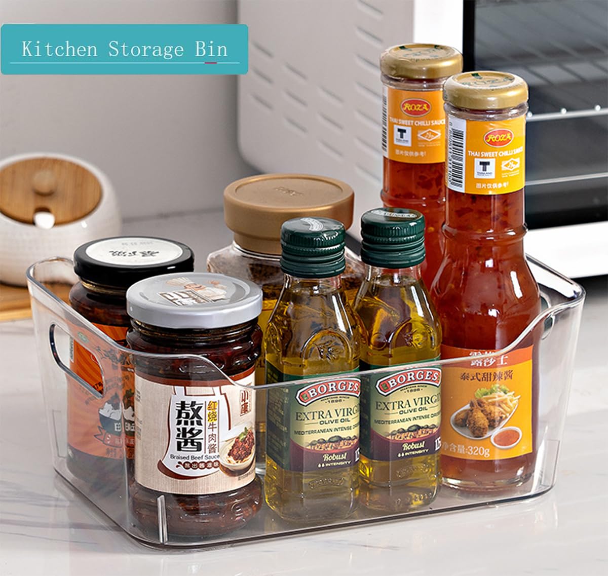 Grace Store 4PCS Storage Organisers Clear Plastic Bathroom Organiser Versatile Kitchen Organiser Tray for Desk, Makeup , Kitchen Pantry Cabinet