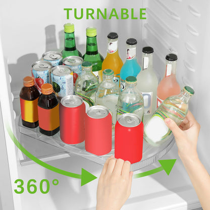 ROWNYEON 2 Pack Lazy Susan Turntable Organiser for Fridge,16.5'' Clear Rectangular Fridge Organisers Storage, Rotating Spice Rack, Fridge Lazy Susan