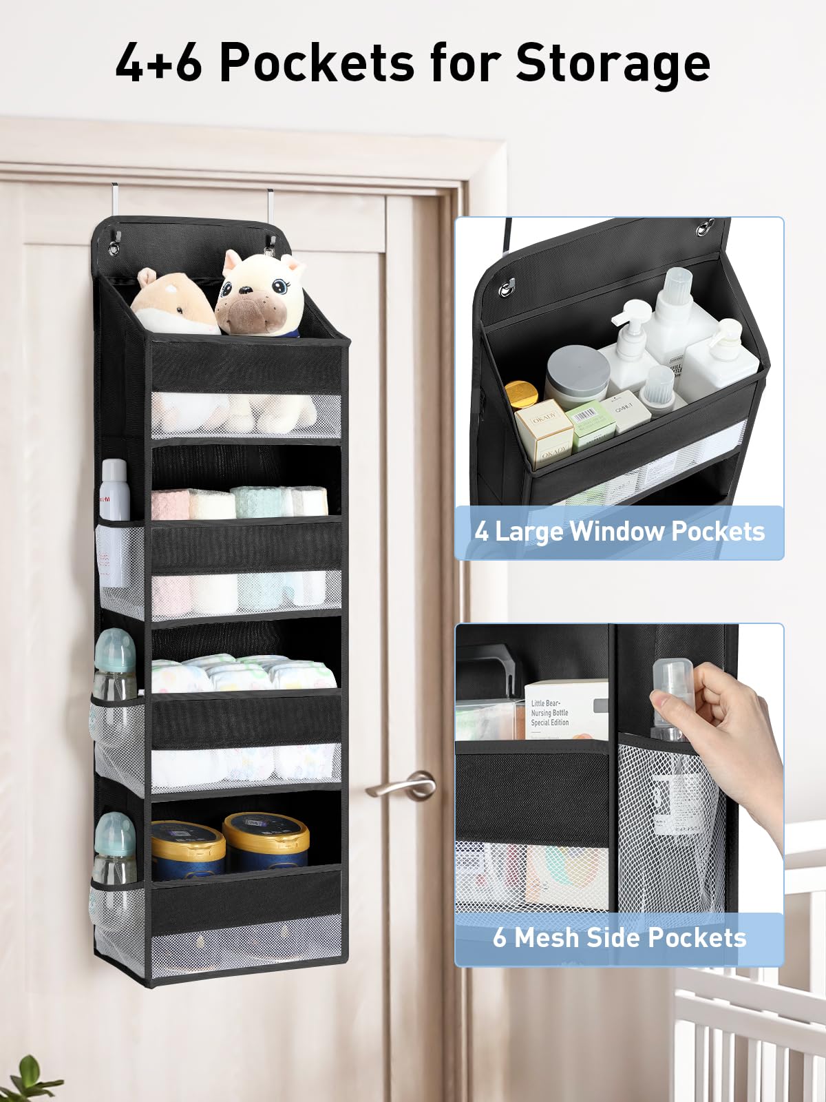 Yecaye Over the Door Organiser, 4-Tier, Black, 1 Pack