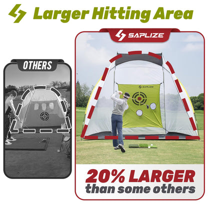 SAPLIZE Large Golf Practice Net, Ultra-Stable Golf Nets for Backyard Driving, Noise-Reducing Target Cloth, 10x7ft Golf Hitting Net with Tri-turf Golf