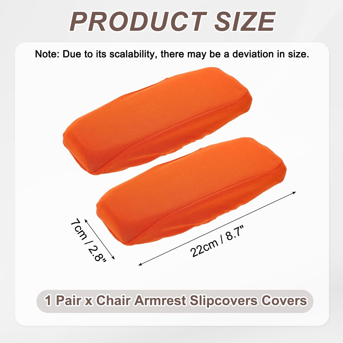 sourcing map Chair Armrest Slipcovers Covers, 22 x 7cm Polyester Removable Seat Hand Rest Protector for Office Chairs Desk Chair(Orange)