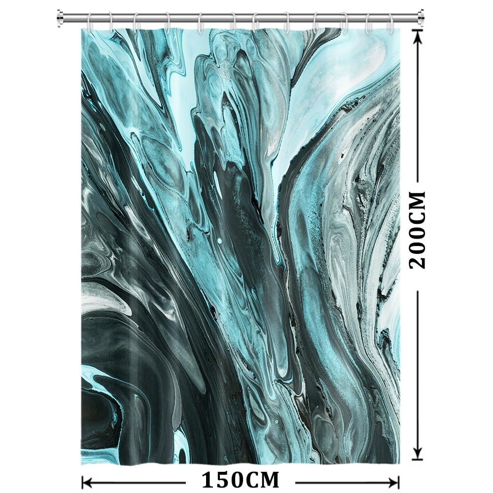 Xiaoterna Modern Abstract Luxury Shower Curtain Dark Green Marble Textured Waterproof Bathroom Curtain 3D Minimalism Gradient Ombre Machine Washable