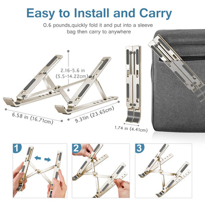 ivoler Laptop Stand, Laptop Holder Riser Computer Tablet Stand, 6 Angles Adjustable Aluminum Ergonomic Foldable Portable Desktop Holder Compatible