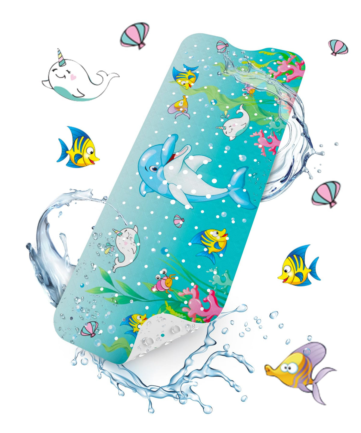 HITSLAM Baby Bath Mat Non Slip, Bathtub Mat Non Slip, 101 x 40cm Extra Long Bath Tub Mat for Kids