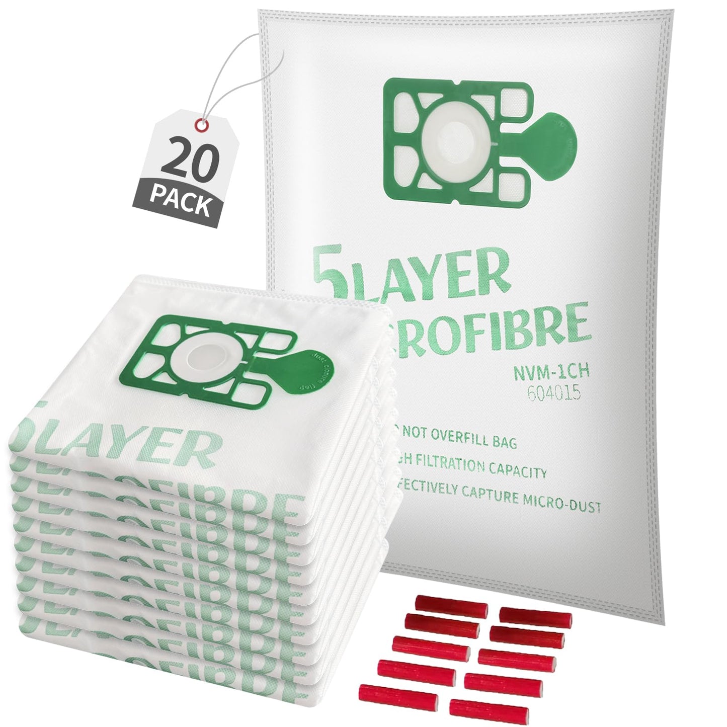Awinker 20 PCS Microfibre Henry Hoover Bags with 10 Freshener Sticks Compatible with Numatic Henry Hetty Plus Xtra Micro Turbocare Basil, Fine