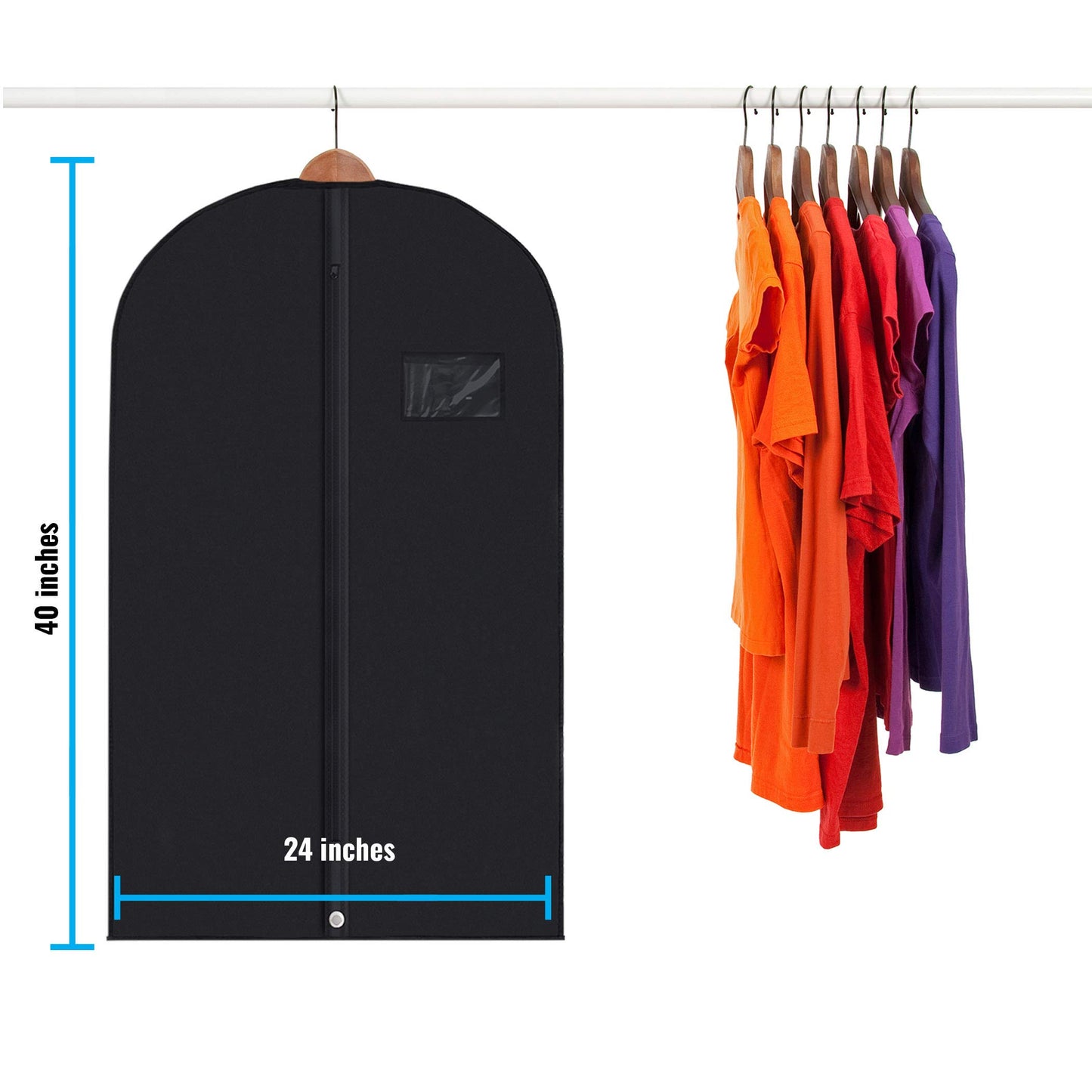 Plixio 40" Black Garment Bags Suit Bag for Travel & Clothing Storage of Dresses, Shirts, Fur Coats, Jackets & Dance Costumes