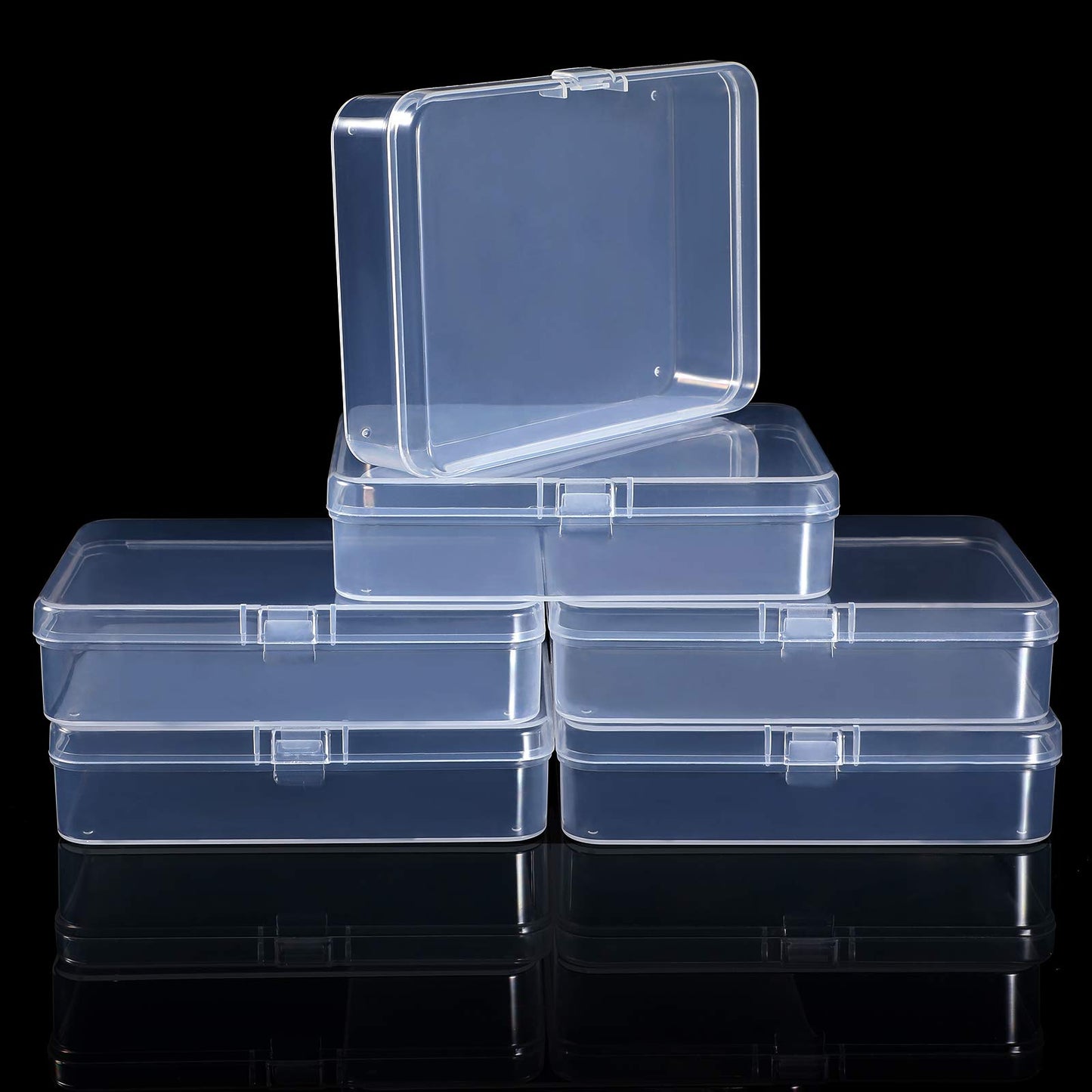 Jetec 6 Pieces Small Clear Plastic Storage Box,4.5 X 3.3 X 1.2 Inch