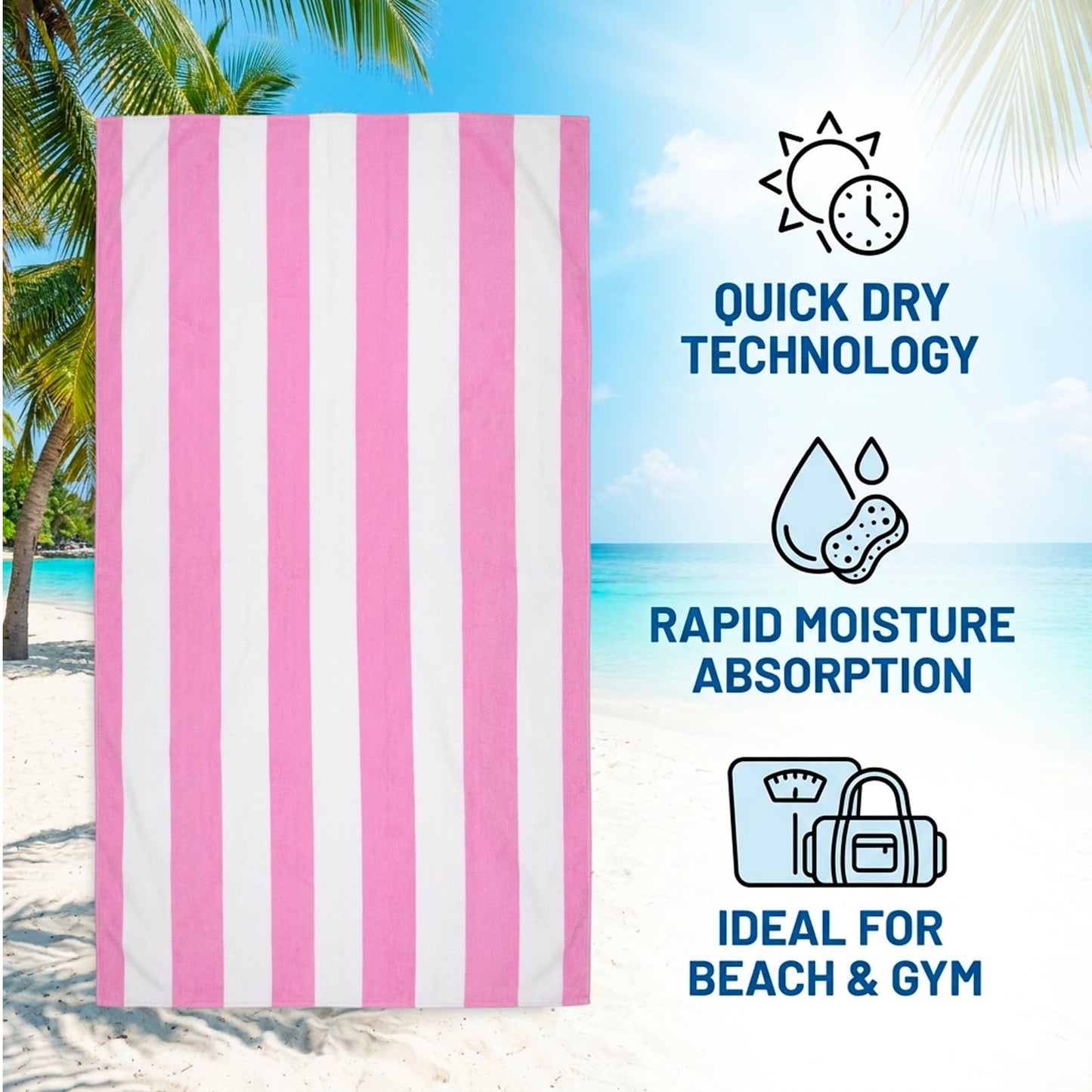 Beach Towels for Adults, 150*75cm Sand Free Quick Dry Beach Towel, Travel Towel, Microfibre Beach Towel with Quick Dry Technology