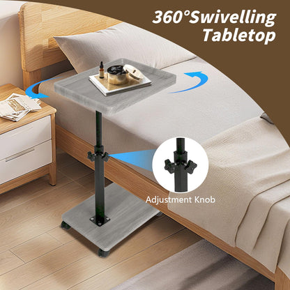 XUDREZ Adjustable Side Table, C Shaped Small Table with 4 Wheels 364° Swivel Tray, End Table for Living Room Bedroom Sofa Small Spaces