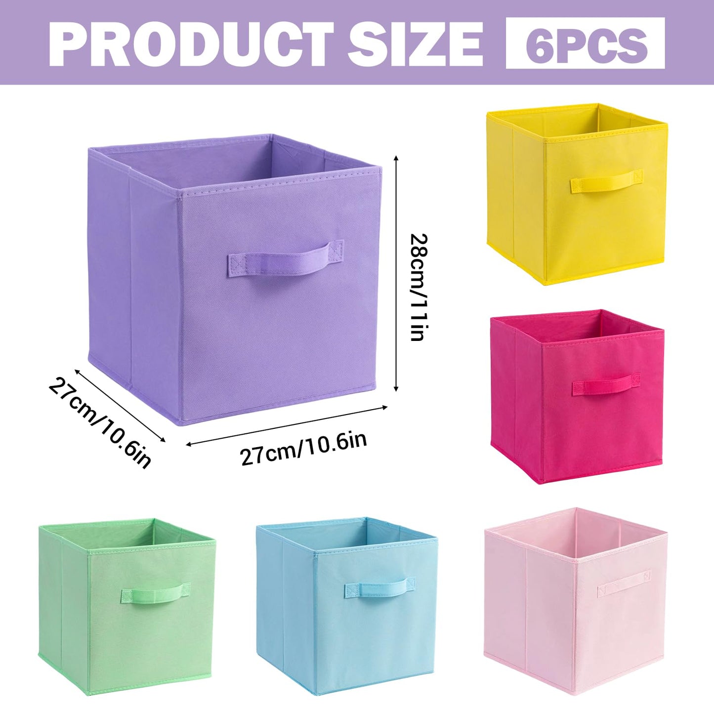YTSMFL 6 Pack Storage Bins, Foldable Fabric Storage Cubes Cloth Storage Organizer Non-Woven Fabric Storage Boxes Drawer for Closet and Toys Storage
