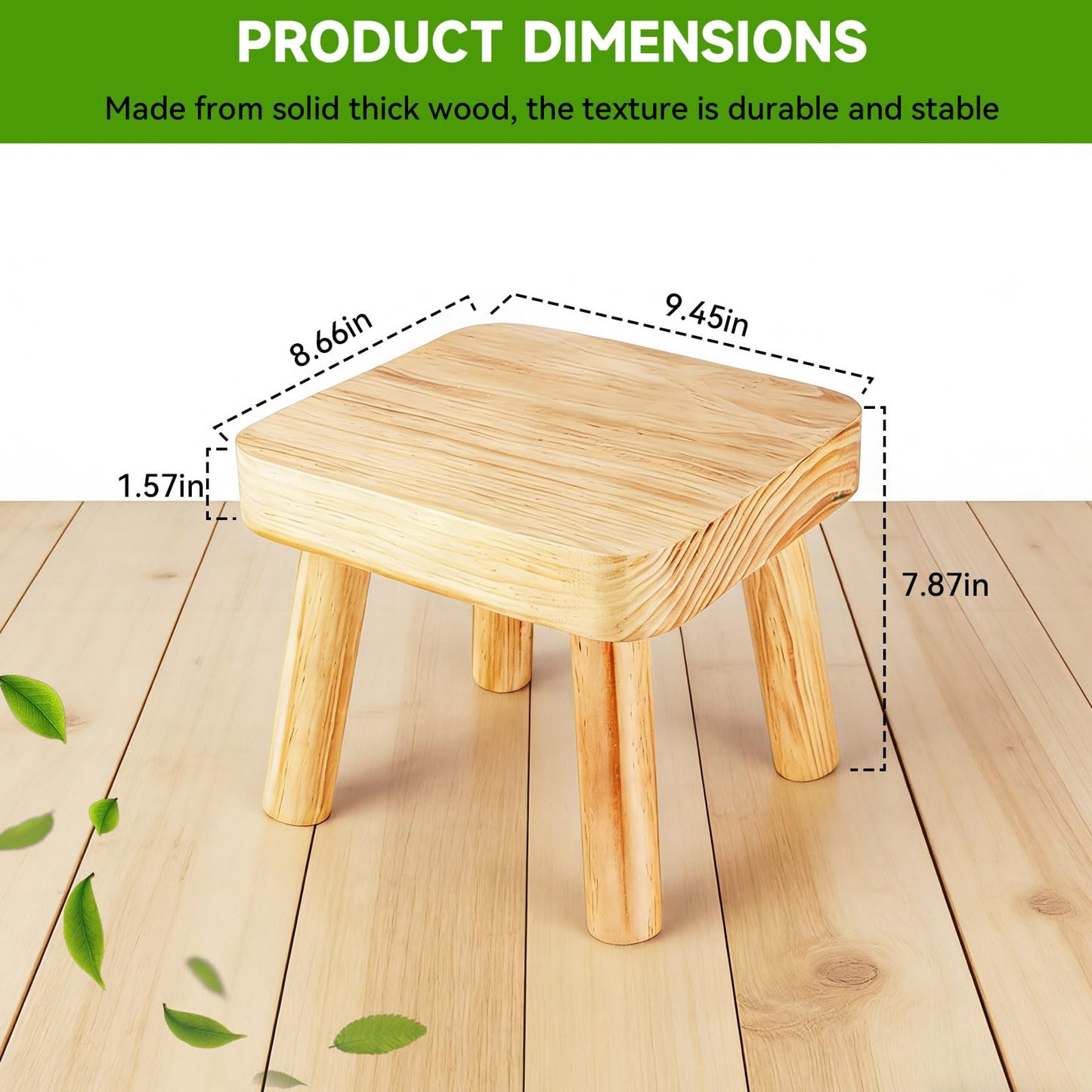SIGONE Wooden Stool for plants and Footstool 24x22x20cm, Vintage Wooden Stool for Bedroom Bedside Plant Display and Compact Side Table