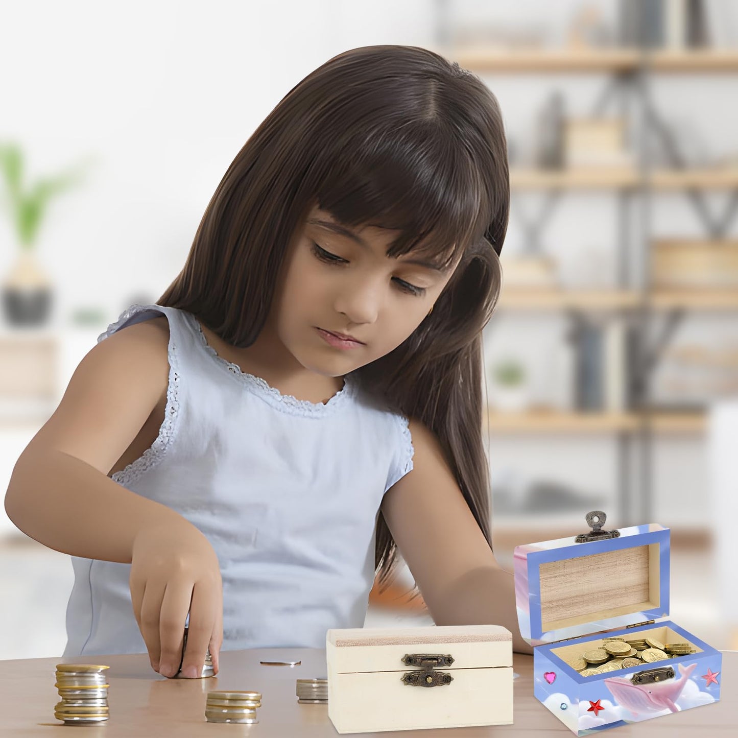 lahnao 10 Pieces Wooden Box with Lid, Mini Wooden Box With Hinged Lid, 5x5x9cm Small Wooden Box for Children's Birthday Parties
