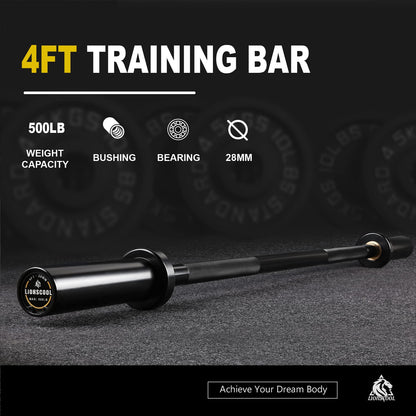 LIONSCOOL Premium 4ft/5ft/6ft Barbell for Strength Training and Olympic Weightlifting, 2 Inch Bar for Squats, Curls, Deadlifts, Presses, Hip Thrusts