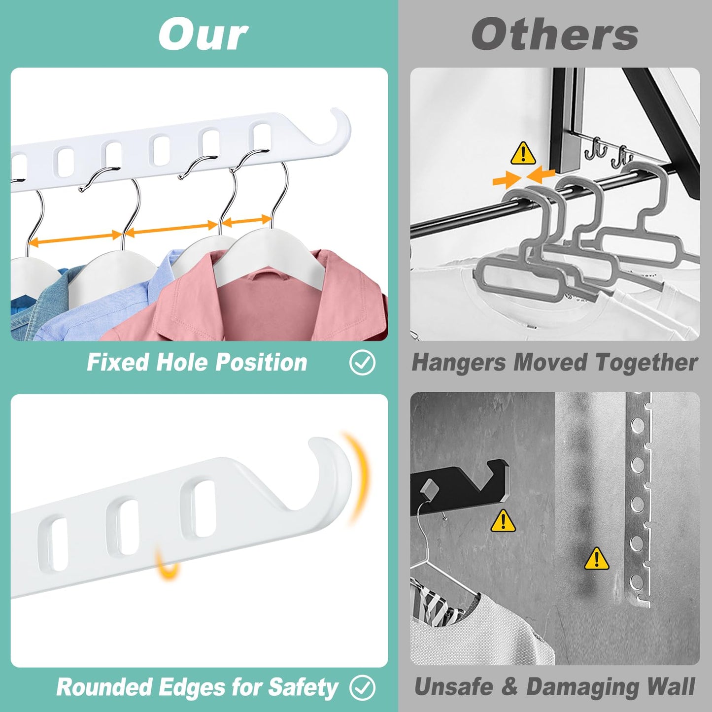 SKIKEN Wall Mounted Clothes Hanger with Swing Arm, Wall Mounted Swing Away Drying Rack, 180°Rotation, Safe Laundry Hanger, Space Saver