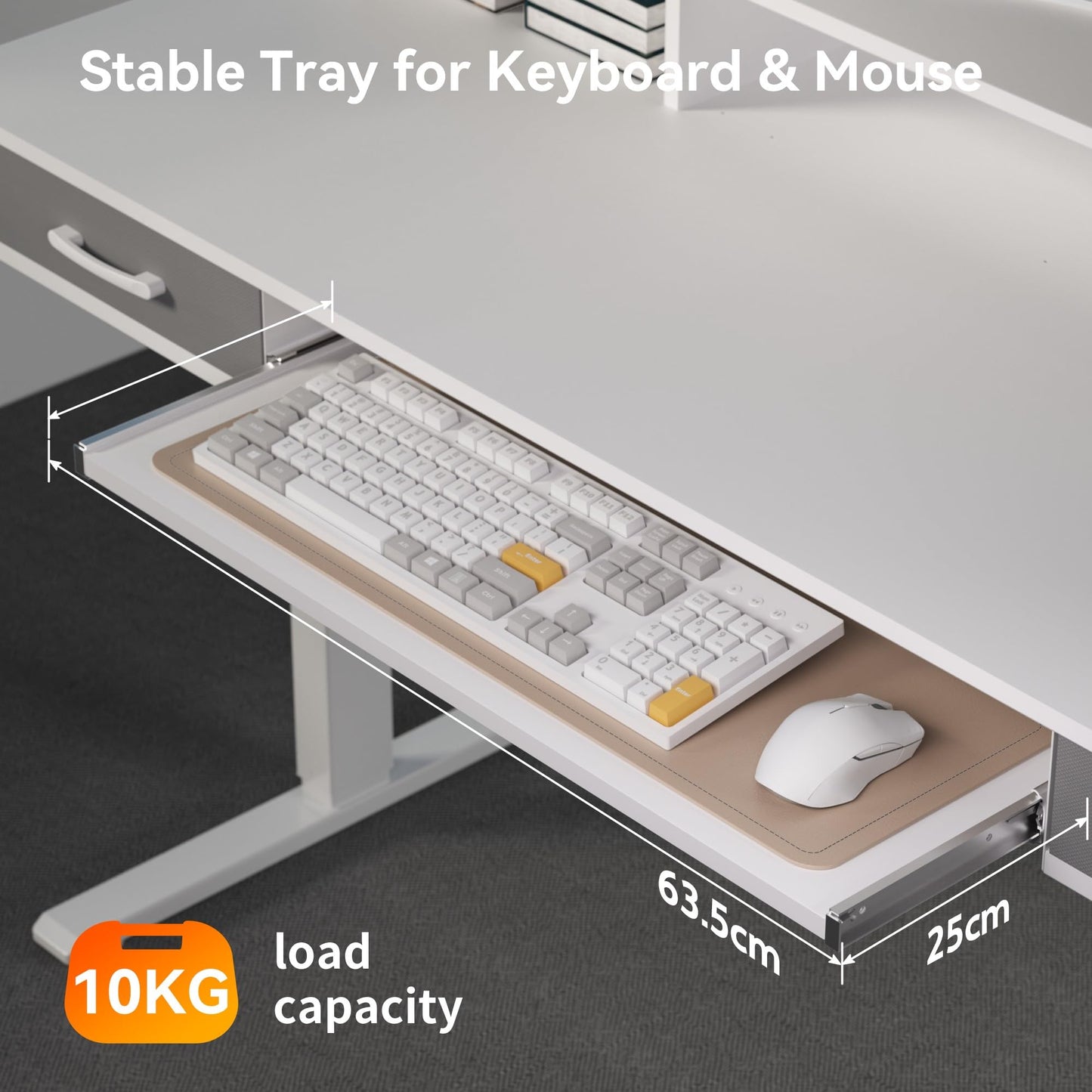 WALKINGDESK Electric Standing Desk with Keyboard Tray, 140 x 60 cm